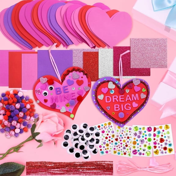 Valentine's Day Gift Surprise Surprise Craft Kit Diy Set Assorted Heart Shaped Stickers Cards For Creative Fun Holiday Activities