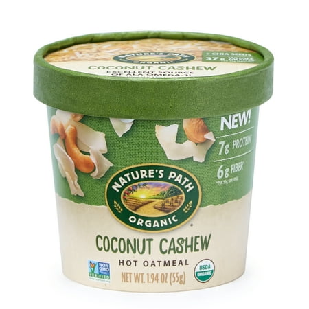 Nature's Path Organic Instant Oatmeal Cup, Coconut Cashew, 1.94 oz Shelf-Stable Cup