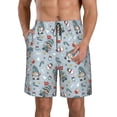 thumbnail image 2 of Uemuo Winter Gnome And Snowman Pattern Men's Swim Trunks Hawaiian Beach Bathing Suit Swimsuits Beach Quick-Dry Shorts with Pockets-Small, 2 of 9