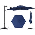 thumbnail image 1 of Gymax Parasol Déporté d'Extérieur de 10 Pi avec Rotation à 360 Degrés, Évent, Base Croisée Incluse, Patio, Bleu Marine, 1 of 7