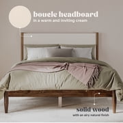DG Casa Reign Queen Size Boucle Headboard Solid Wood Walnut Mid Century Modern Bed