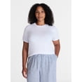thumbnail image 2 of Time and Tru Women's Draped Boxy Tee with Short Sleeves, Sizes XS-XXXL, 2 of 6