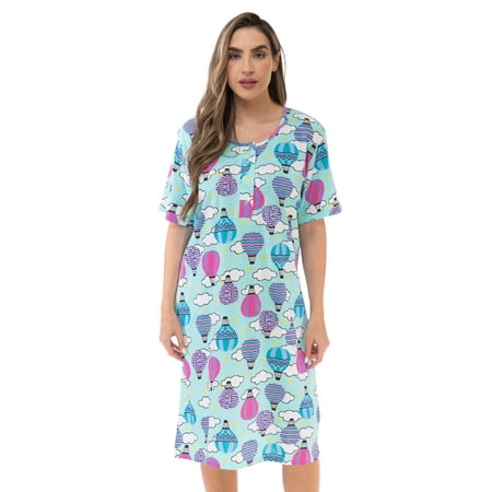 

Just Love Short Sleeve Nightgown Sleep Dress for Women Sleepwear (Hot Air Balloons 3X)