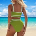 thumbnail image 4 of lcziwo Clearance Items Womens High Waist Bikini Sets Casual Scoop Neck Cheeky Two Piece Swimsuits Trendy Color Block Swim Bra and Bottoms Sporty Bathing Suits Green M, 4 of 6