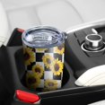 thumbnail image 5 of 20 Oz Checke Sunflower Coffee Tumbler Double Wall Insulated Stainless Steel Water Bottle | Metal Reusable Thermoses Flask with Cup Cap | Leak & Sweat Proof with Anti-Dust Lid, 5 of 7