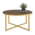 thumbnail image 6 of Topcobe Modern MDF Circle Center Table, Round Coffee Table with Cross Legs for Living Room, Brown + Golden, 6 of 9