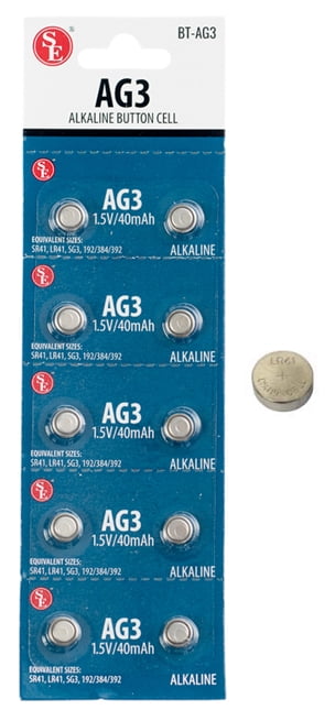 10Pc AG3 Alkaline Button Cell Batteries- Equivalent Sizes: SR41, LR41 ...