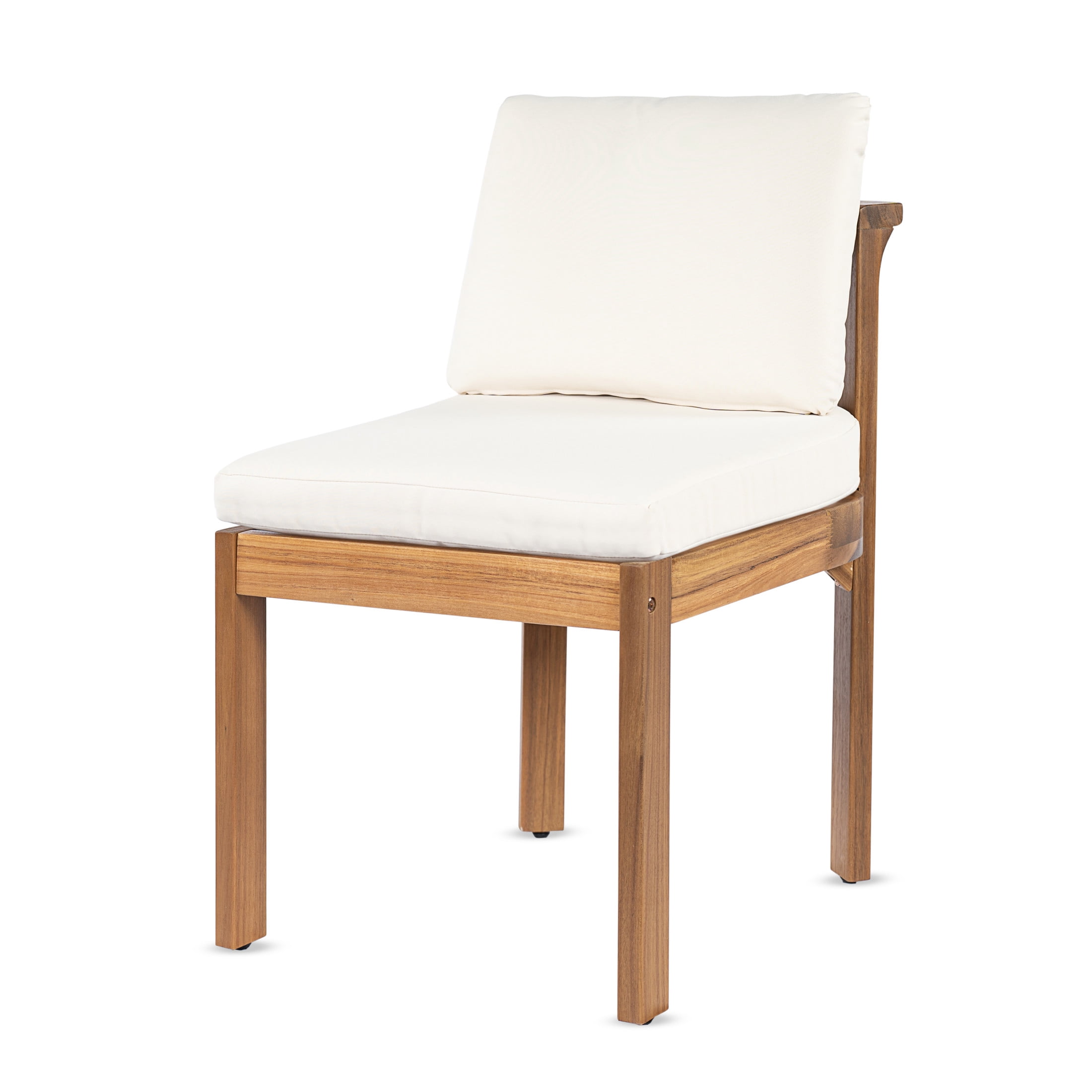 Christopher Knight Home 5-Piece Outdoor Wood Dining Set, Round Table with Cream Cushioned Side Chairs, Teak
