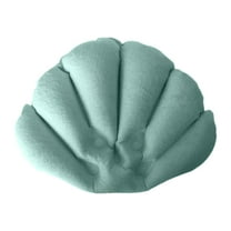 deevoka Inflatable Bath Pillow Shell Shaped Space Saving Head Supports Cushion Soft Bathtub Headrest Pillow Bath Support for Bathroom blue green