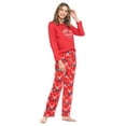 thumbnail image 3 of Casual Nights Women's Jersey Knit Long-Sleeve Top and Mircro Fleece Bottom Pajama Set - #1 Red Holiday Deer, 3 of 3