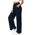 thumbnail image 2 of Wide Leg Sweatpants for Women Fashion High Waist Loose Dawstring Casual Straight Solid Straight Leg Sweatpants With Side Pockets, 2 of 5