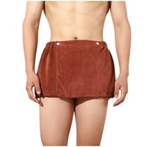 uublik Men Shorts Bathrobe Sleep Bottoms Pajamas Nightwear Short Towel Pants Bathrobe Coffee