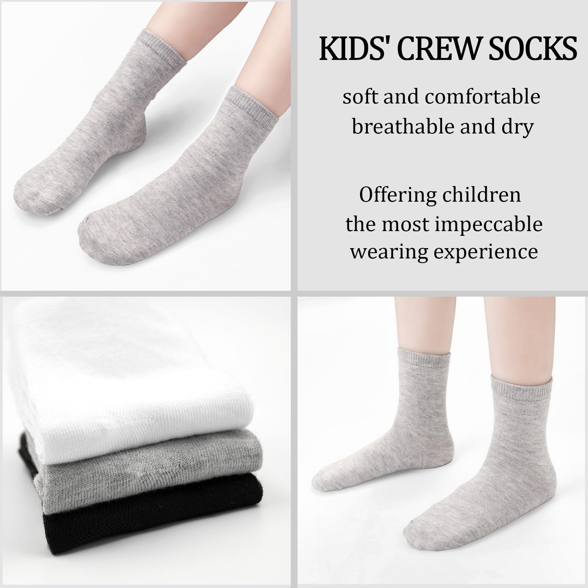 15 Pairs Toddler Socks Kids Socks Boys Crew School Athletic Mid Calf Dress Socks for 1-13 Years Boys Girls Children