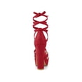 thumbnail image 2 of BLISSFUL STEP Women's Lace Up Platform Block High Heel Sandals Red 7, 2 of 7