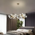 thumbnail image 3 of SJIGUANGZ Modern Gold Chandelier,Contemporary White Chandeliers with Ceramic Ginkgo Leaf,Brass Pendant Light Fixtures Ceiling Hanging Lamp Light, 3 of 6