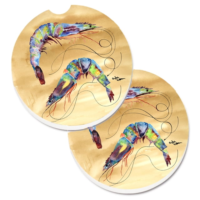 Juego de 2 posavasos para coche Caroline's Treasures Shrimp 8158CARC 2.56 multicolor