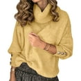 thumbnail image 3 of Women's Oversized Chunky Pullover Sweaters Cowl Neck Long Sleeve Winter Slouchy Loose Knit Sweaters Yellow XXL, 3 of 8