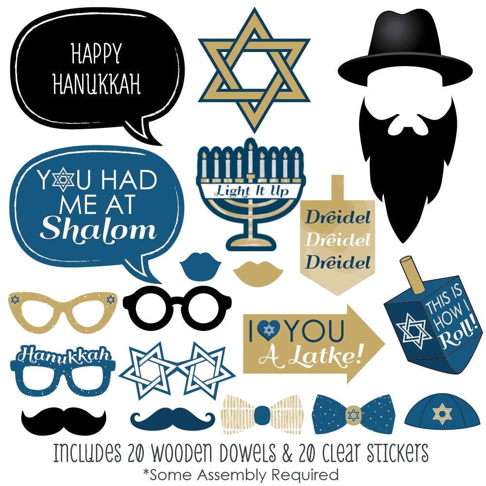 Happy Hanukkah Chanukah Photo Booth Props Kit 20 Count by Big Dot of Happiness, LLC