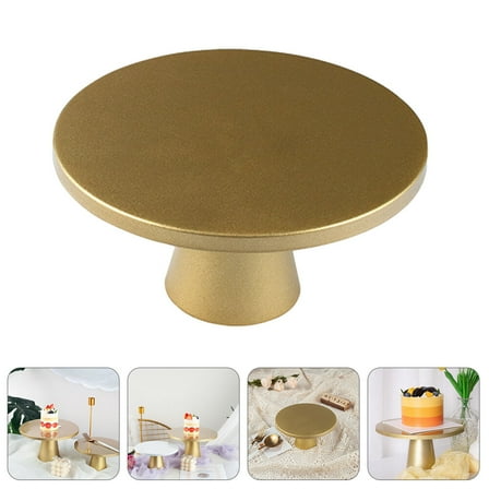 NICEXMAS 1Pc Golden Iron Party Tray Smooth Texture Decorative Cake Display Serving Tray