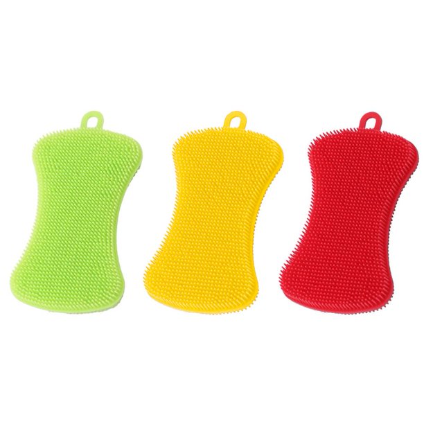 Cepillo para lavar platos de silicona, 3 uds., esponja para fregar, cocina, herramienta de limpieza