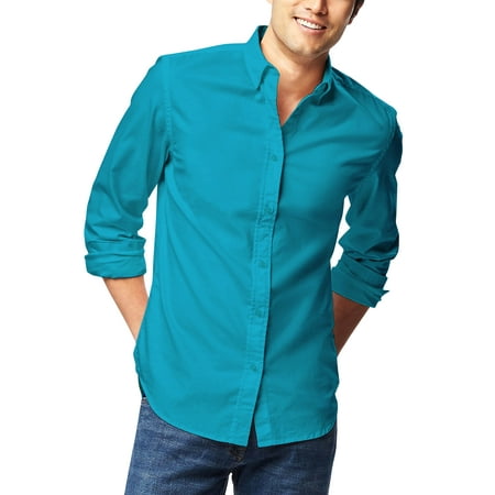 Mens Premium Dress Shirt Button Down Long Sleeve Collar Solid Casual Slim