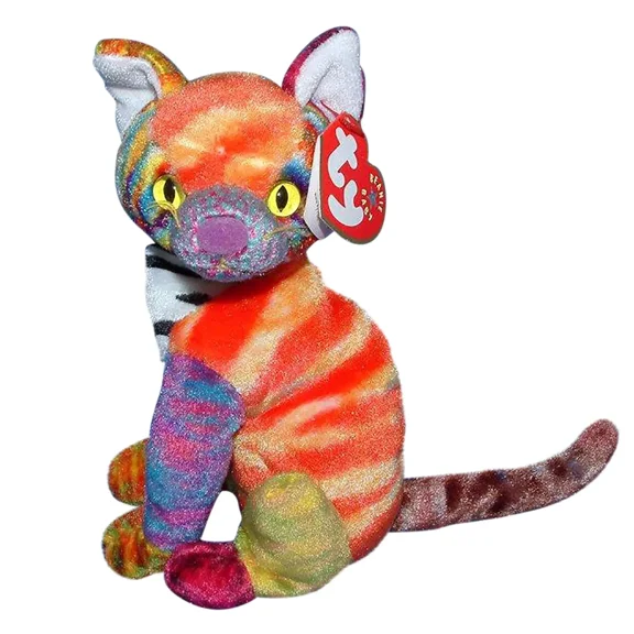TY Beanie Baby - KALEIDOSCOPE the Cat (Regular Size 6" Plush)(BONUS 1 FUN CHOPS & 1 ZIPPER BRACELET)