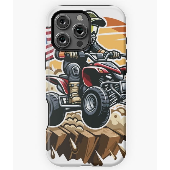 Riding ATV Mountain Bike America Flag Phone Case for iPhone 16 15 14 13 12 11 Pro Max