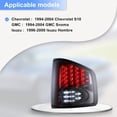 thumbnail image 2 of 1 Pair LED Tail Lights for Chevrolet S10 Pickup 1994-2004,Rear Lamp Assembly Replacement 1994-2004 GMC Snoma,1996-2000 Isuzu Hombre,Chrome Housing & Smoked Lens, 2 of 7