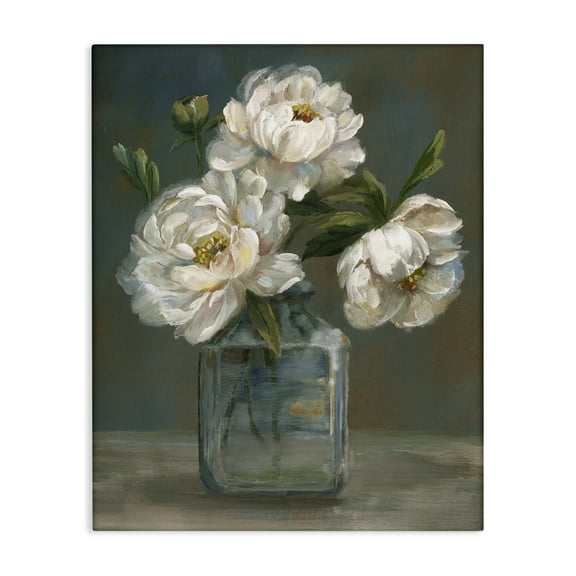 Stupell Industries Traditional White Flower Trio Floral Painting Wrapped Canvas Canvas Art Print Wall Art, 16 x 20