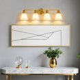 thumbnail image 5 of Bathroom Vanity Light Fixtures 4 Lights Modern Bathroom Lighting Fixtures Over Mirror with Frosted Milky Glass Shade Gold Wall Sconce for Bath Bedroom, 5 of 9