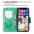 thumbnail image 6 of Allytech iPhone X Case, iPhone XS Case, Slim Fit PU Leather Folio Butterfly Embossed Shockproof Wrist Hand Strap Flip Cards Holder Wallet Case TPU Back Cover for Apple iPhone XS/X, Green, 6 of 8