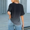 thumbnail image 3 of Lmnyox Crew Neck T Shirt for Women Half Sleeve Gradient Print Tee Shirt Casual Loose Summer Tops with Pocket, 3 of 7