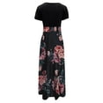 thumbnail image 4 of FcBaudy Robe à Manches Courtes à Col Rond, Robes pour Femmes, Robes d'Été pour Femmes Robe Teinture sur Nœuds Colorée Longue à Imprimé Floral pour Femmes Plage Décontractée Maxi Robe d'Été Robe pour Femme, 4 of 5