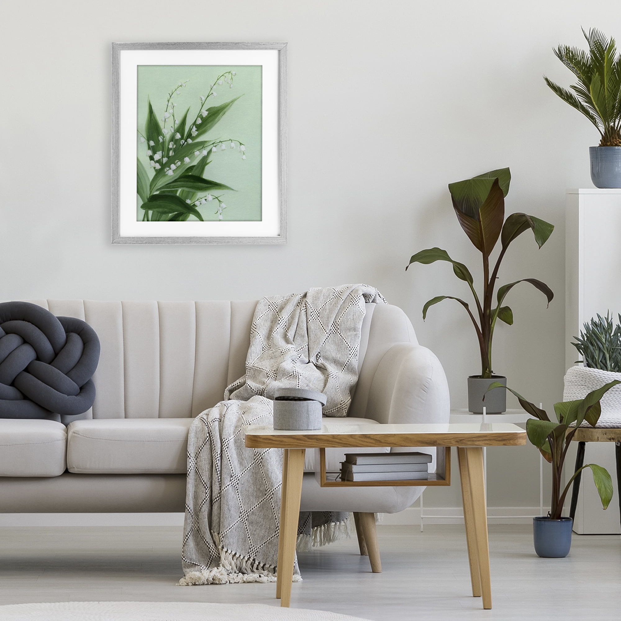 Stupell Industries Verdant Lily Of Valley Gray Framed Print Under Glass, design by Grace Popp
