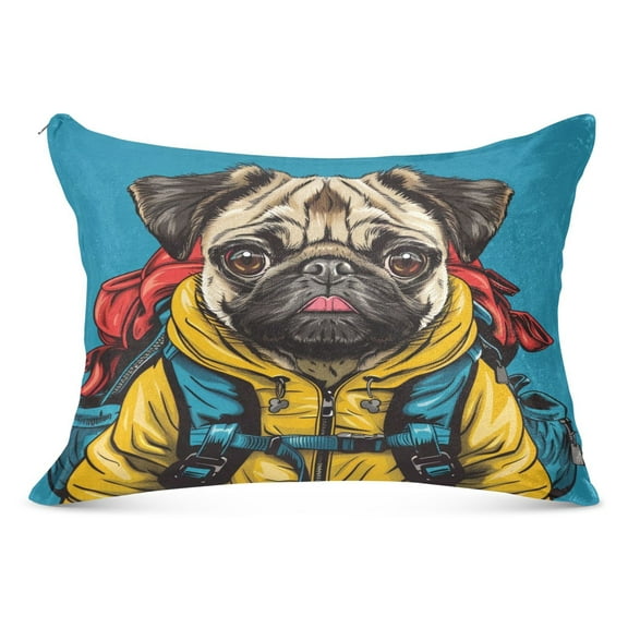 Bulldog with Bag Plush Pillow Cases Standard Size Ultra Soft Warm Pillowcases with Zipper 20"x26"