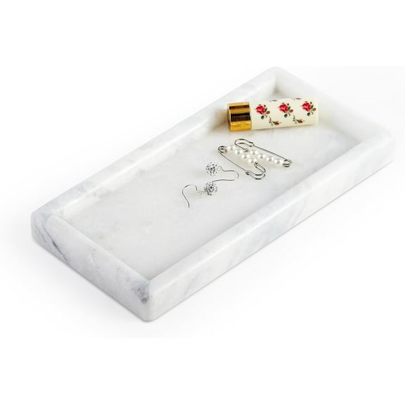 African Natural Marble Tray, 12"x7" Coffee Table Vanity Tray/Decorative Tray for Jewerly, Watch, Perfume Candle Tray for Bedroom/Bathroom/Kitchen Countertop Tray(Namib Fantasy)