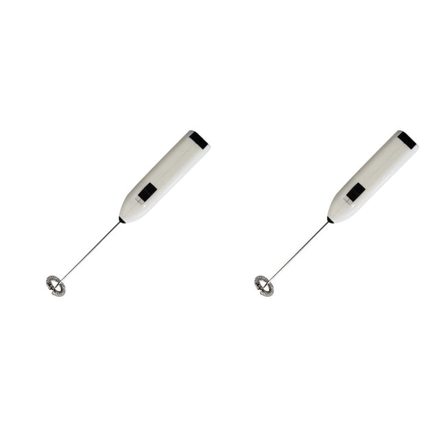 Advancent Espumador de café, batidor de huevos de acero inoxidable, agitador Manual automático a batería, dispositivo para hacer capuchino Blanco 2Conjunto