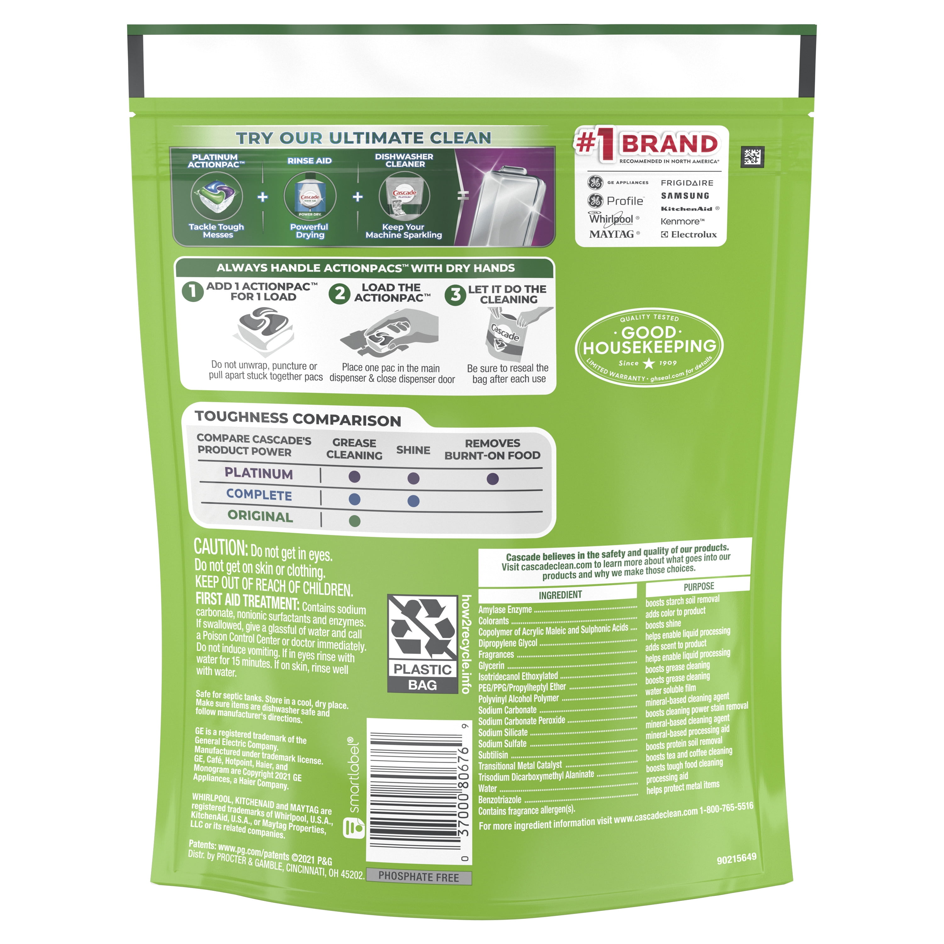 Buy Cascade Original ActionPacs Dishwasher Detergent, Fresh Scent, 37