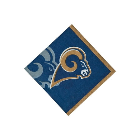 Fun Express - Nfl Los Angeles Rams Bev Napkins for Party - Party Supplies - Licensed Tableware - Licensed Napkins - Party - 16 Pieces