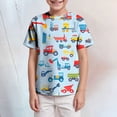 thumbnail image 2 of TOWED22 Toddler Boys Dinosaur Shark T-Shirts Short Sleeve Car Excavator Graphic Tees(Light Blue,12-13 Y), 2 of 5
