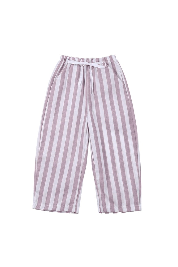 Little Girls Casual Striped Pants Kids Elastic Waist Loose Trousers, Sizes 0-6