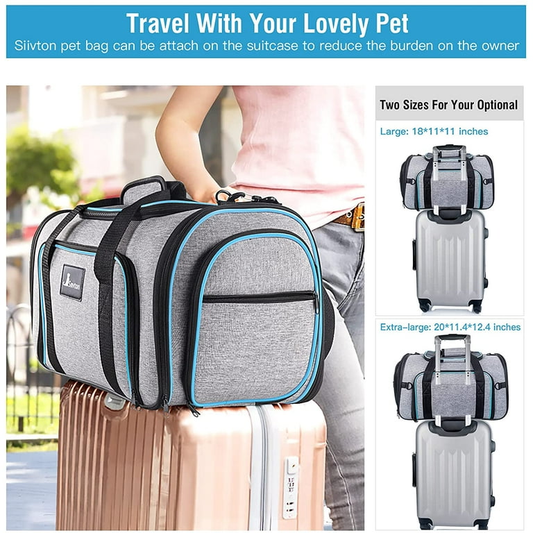 Expandable Travel Pet Carrier Bag with Fleece Pad