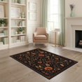 thumbnail image 2 of ODIKA 4'x6' Washable Area Rug Stain Resistant, Low Pile, Easy Care Black Gold Elegance with Floral and Star Motifs Intricate Garden Design Celestial Accents for Dorm Room, Small Living, 2 of 7