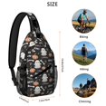 thumbnail image 5 of Sling Backpack,Black Halloween Ghosts Pumpkins and Bones Sling Bag with Water Bottle Holder,Waterproof Sling Bag for Men/Women with Headphone Jack for Hiking,Travel, 5 of 6