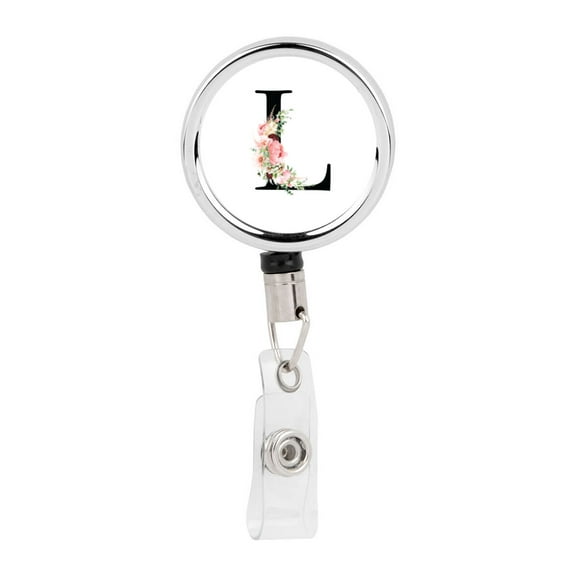 Koyal Wholesale Retractable Badge Reel Holder With Clip, Roses Monogram L