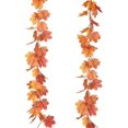 thumbnail image 1 of Paquete de 2 guirnaldas de hojas de arce artificiales para colgar en la pared, flor para colgar en la pared de 1,5 m para escenas de fiesta en interiores y exteriores ER, 1 of 5
