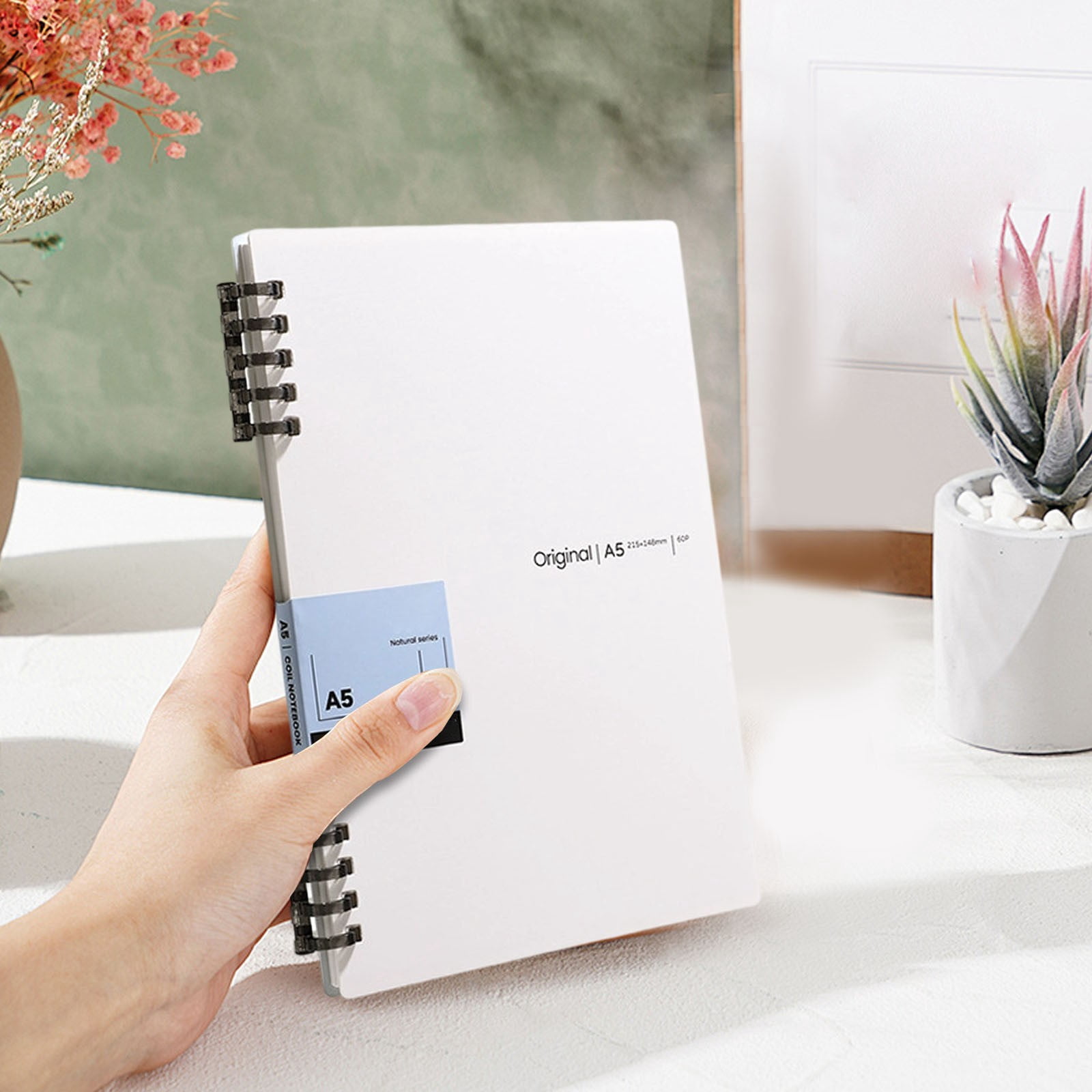 4PC A5 Notebook 5 Hole Detachable Hardcover Journal. A5 Hardcover Wear-Resistant No Bound Coil Notepad, Comfortable for Writing, Office Study and Creative Draft Use(5.82*8.46inch,A*1+B*1+C*1+D*1