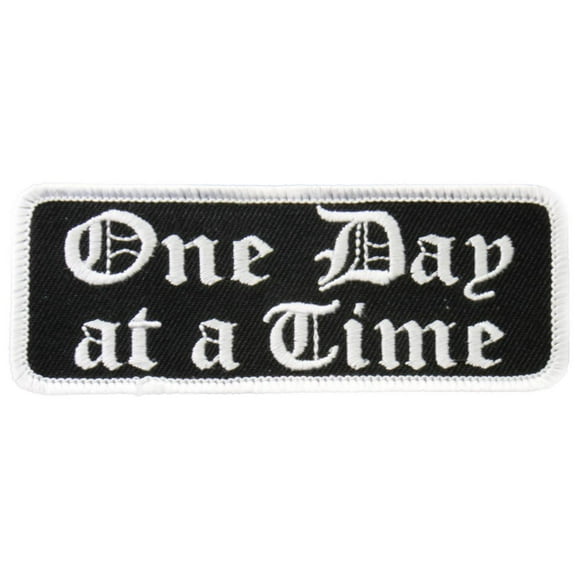 Hot Leathers PPL9224 4 x 2 in. One Day At A Time Patch - Black & White