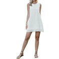 thumbnail image 2 of INSPIRE CHIC Lace Dress for Women's Eyelet Floral Sleeveless Summer Casual A Line Mini Dresses XS White, 2 of 6