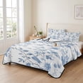 thumbnail image 2 of Twin XL Quilt Set 68''x98'', Blue White Spring Floral Lightweight Summer Bedspread Coverlet Set with 2 Pillow Shams, Summer Botanical Birds Breathable All Season Quilt Bedding for Dorm/Guest Room, 2 of 9